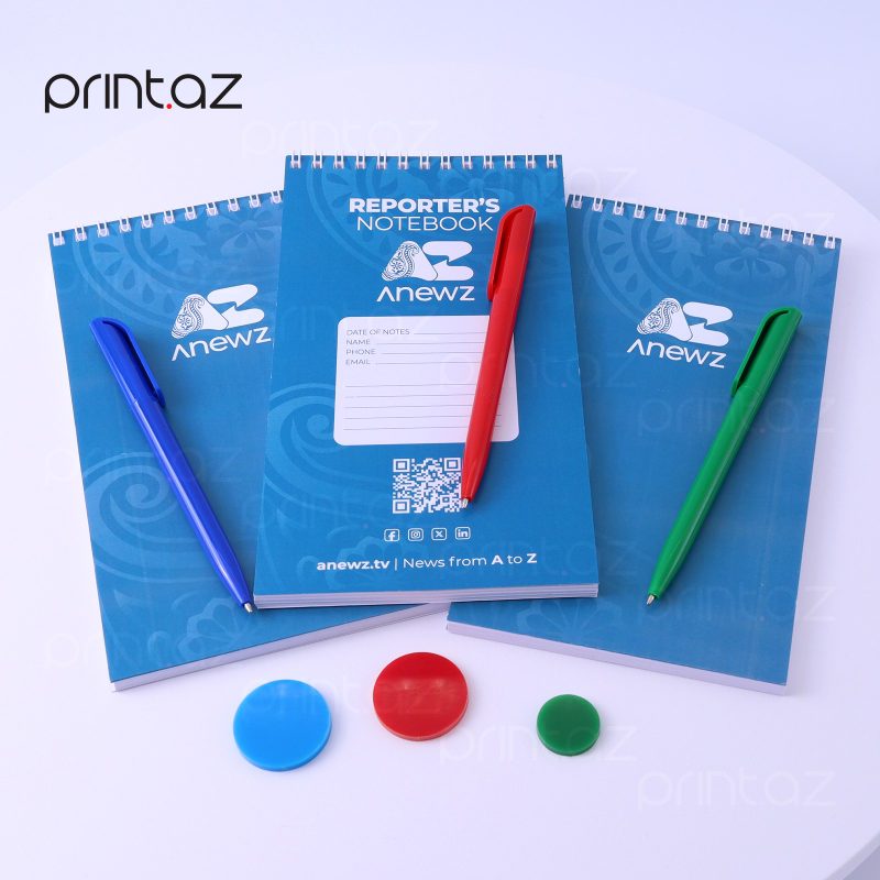 ANEWZ — wire-bound reporter's notebook with matching pen
