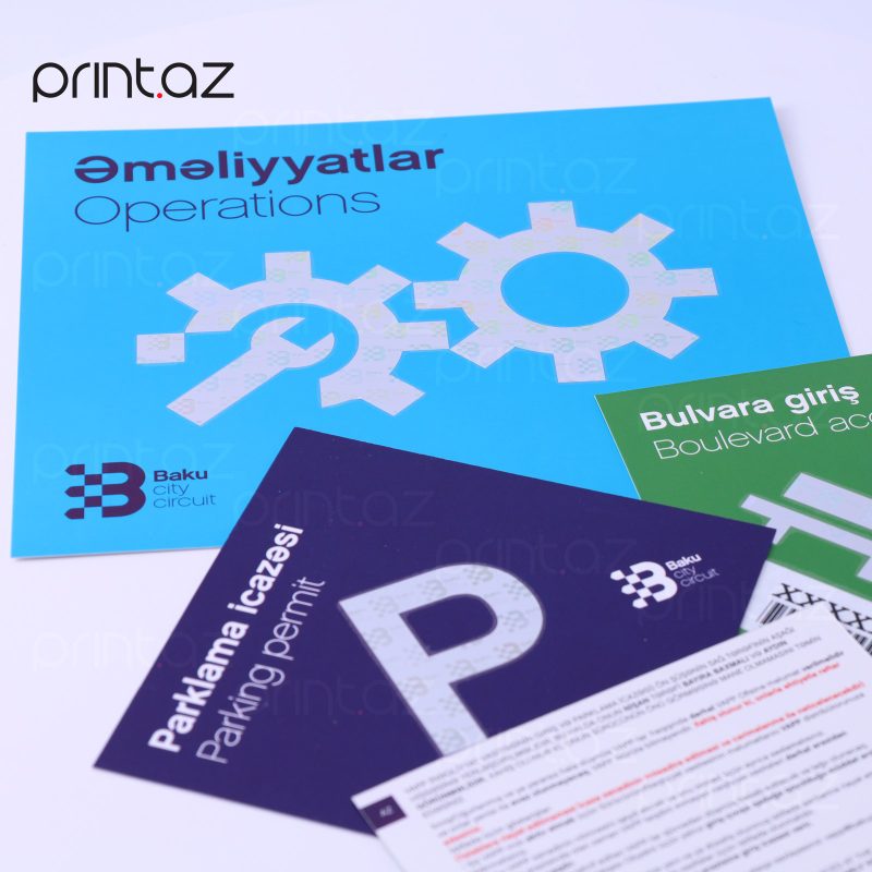 Baku City Circuit — parking permits and access passes, bilingual, barcoded