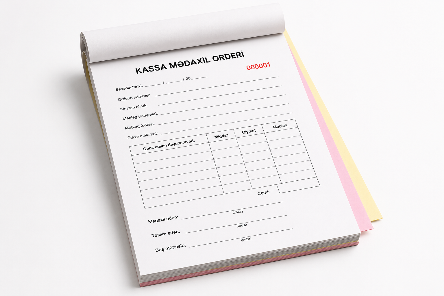 Kassa mədaxil orderi